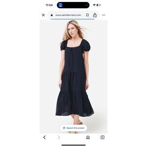 Honorine Designer Cotton Gauzy Tunic Dress Navy Coastal Chic Medium